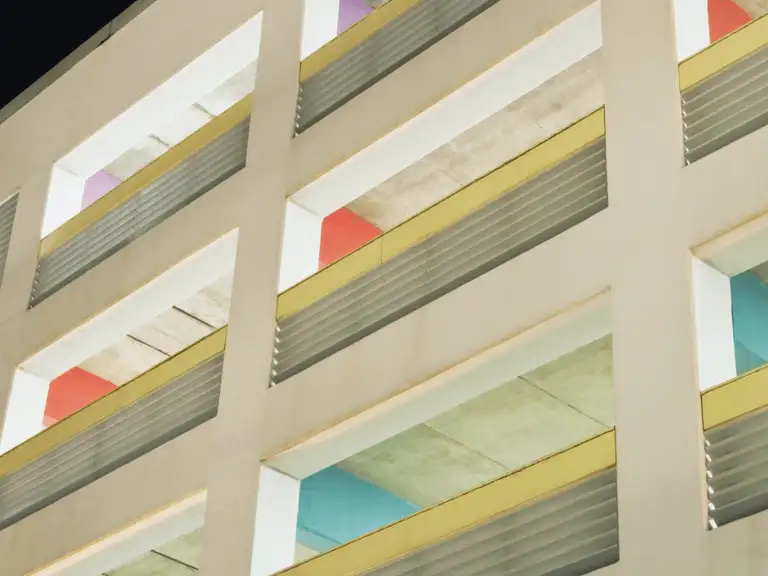 Exterior facade of a multi-level parking structure