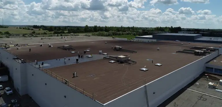 A newly installed Roofco commercial flat roof