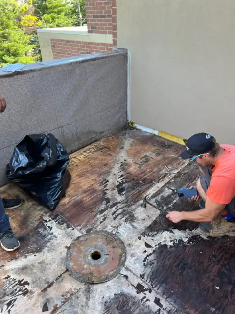 A Roofco balcony repair showing the drainage detail